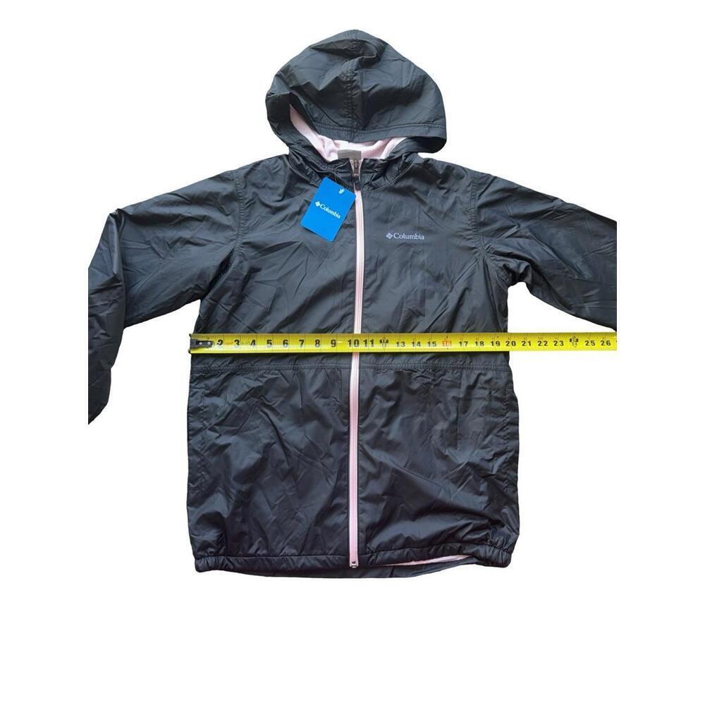 Columbia Windbreaker Girls Size XL Black Pink Jacket Hoodie Pockets Full Zip - Picture 3 of 5